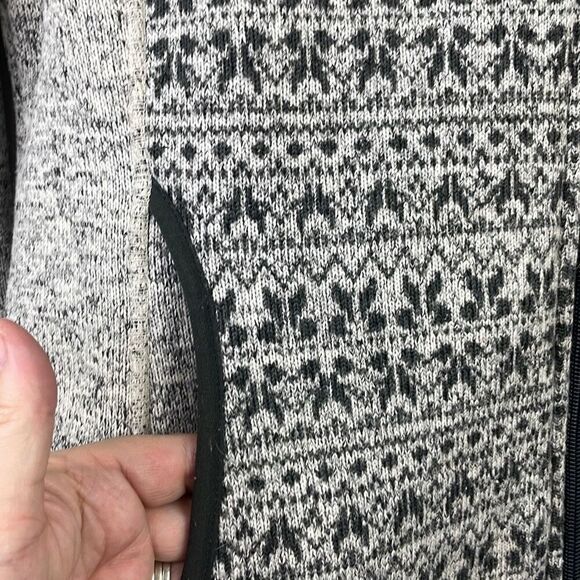 Eddie Bauer Women's Aztec-Print Full Zipper Fleece Sweater Jacket Gray Large - Picture 4 of 10
